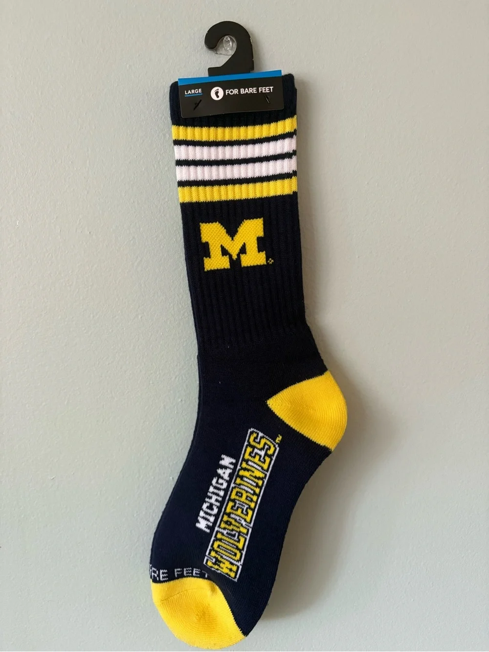 Men's Athletic Crew Socks in Navy and Yellow - Michigan Wolverines